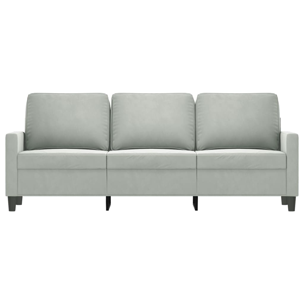 vidaXL 3-personers sofa 180 cm velour lysegrå