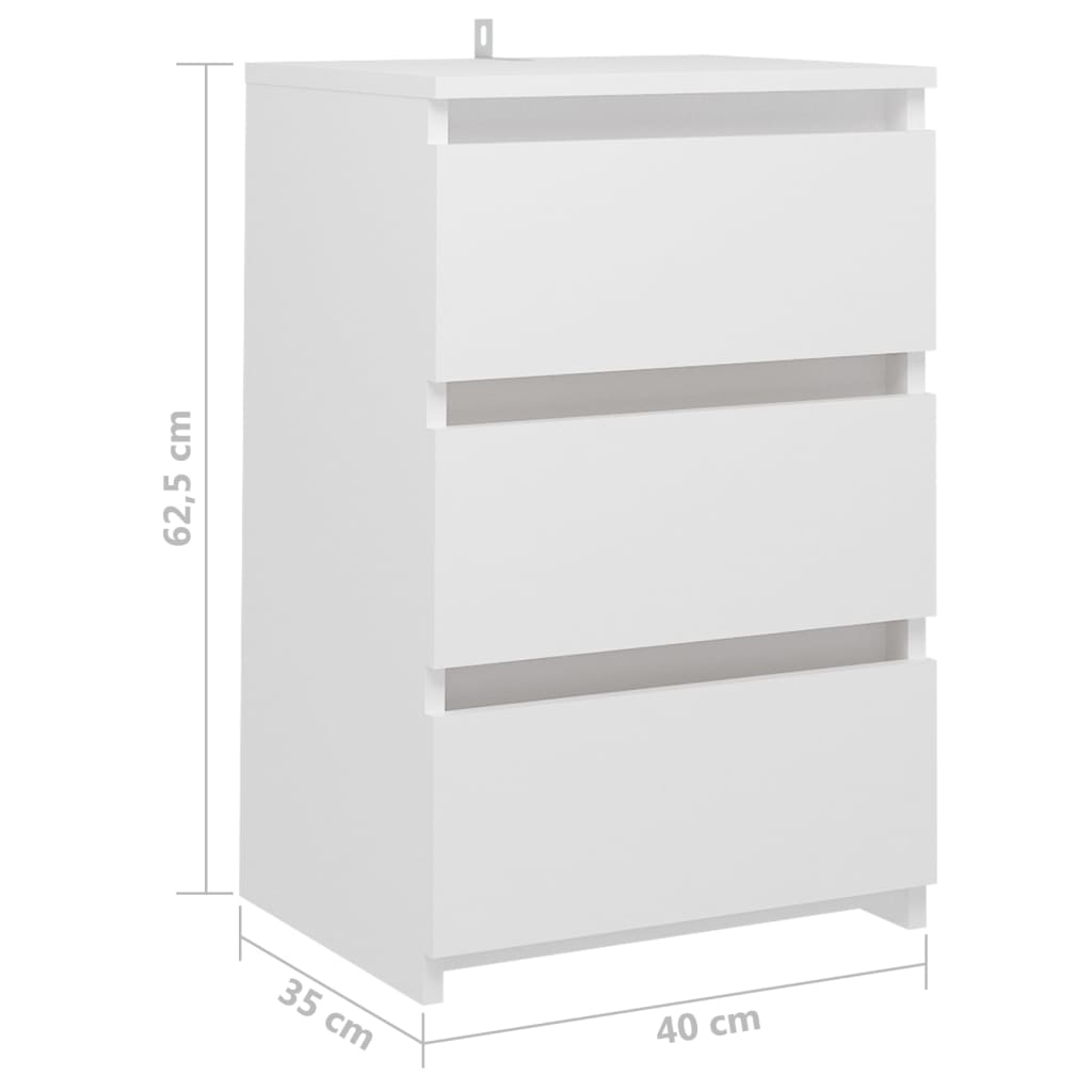 vidaXL sengebord 2 stk. 40x35x62,5 cm konstrueret træ hvid