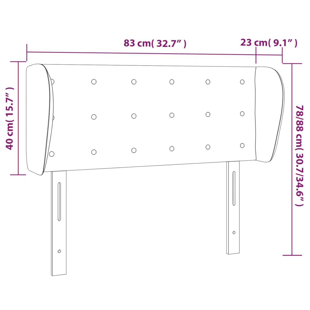 vidaXL sengegavl med kanter 83x23x78/88 cm kunstlæder sort