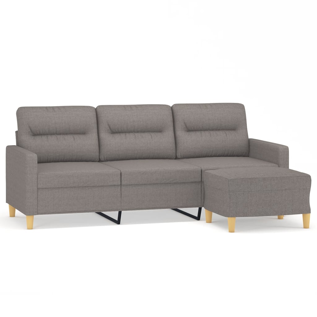 vidaXL 3-personers sofa med fodskammel 180 cm stof Gråbrun