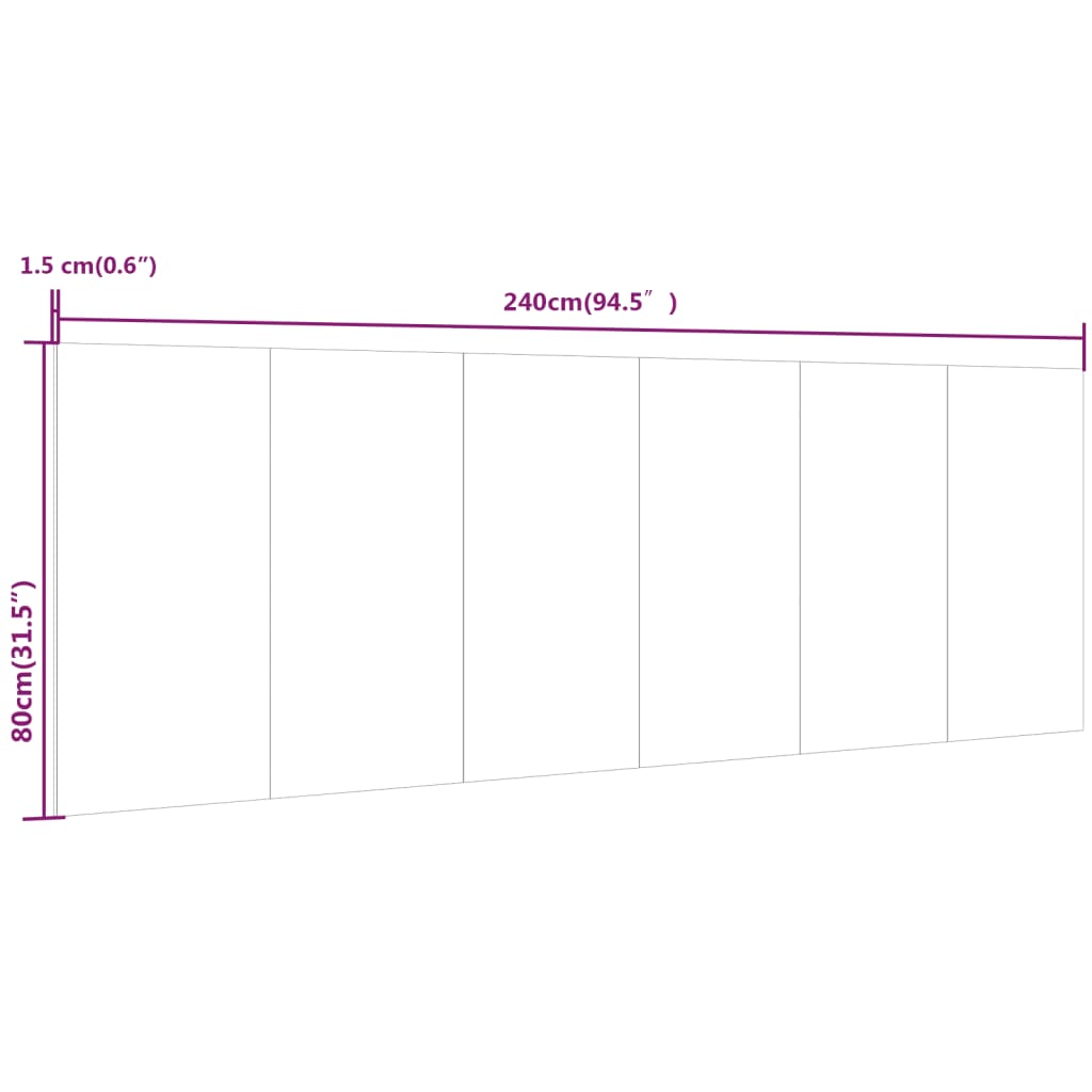 vidaXL væghængt sengegærde 240x1,5x80 cm konstrueret træ hvid