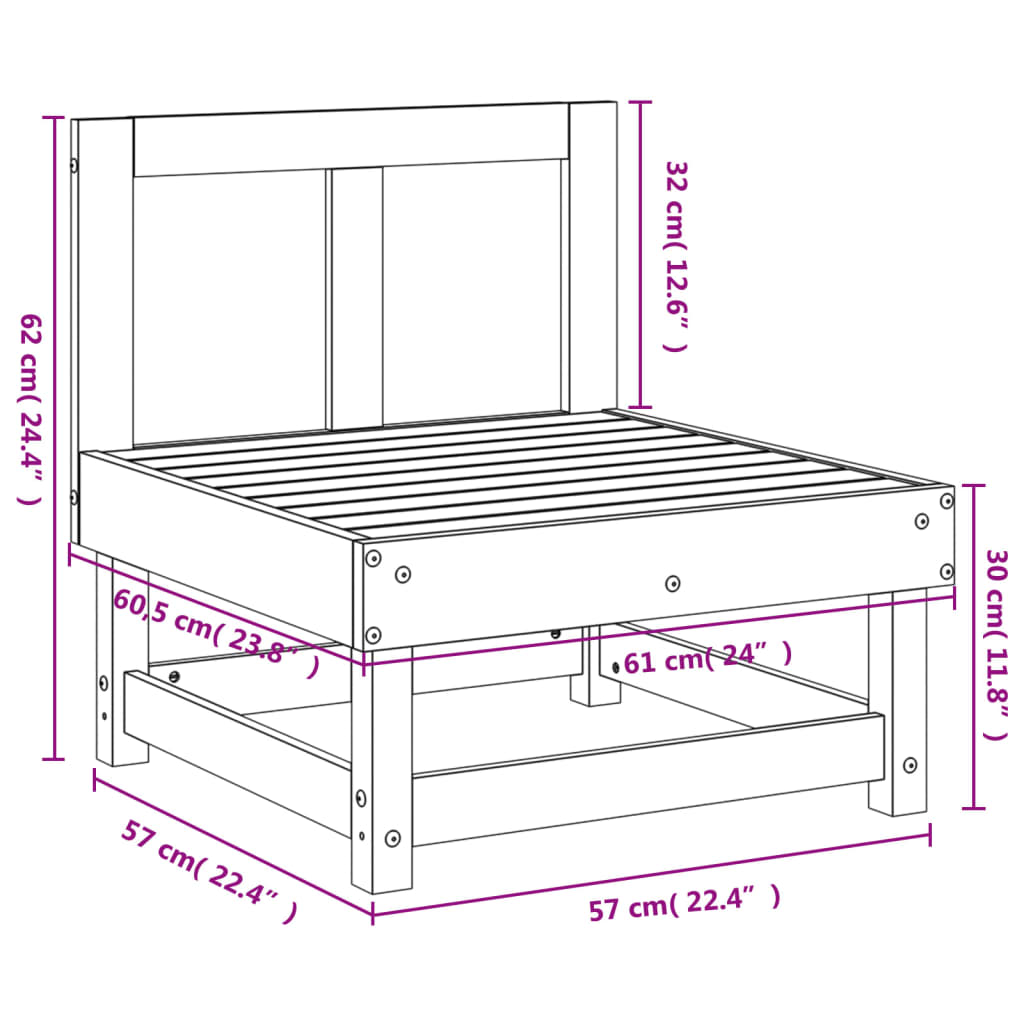 vidaXL midtermodul til sofa massivt fyrretræ gyldenbrun