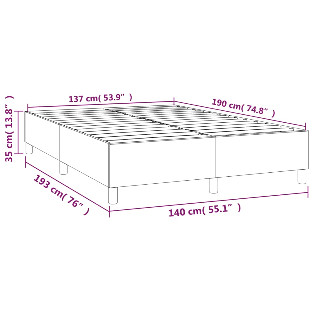 vidaXL sengeramme 140x190 cm fløjl sort