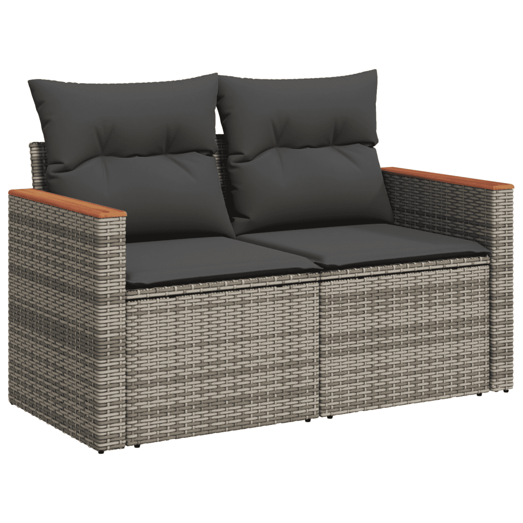 vidaXL sofasæt 5 dele med hynder polyrattan grå