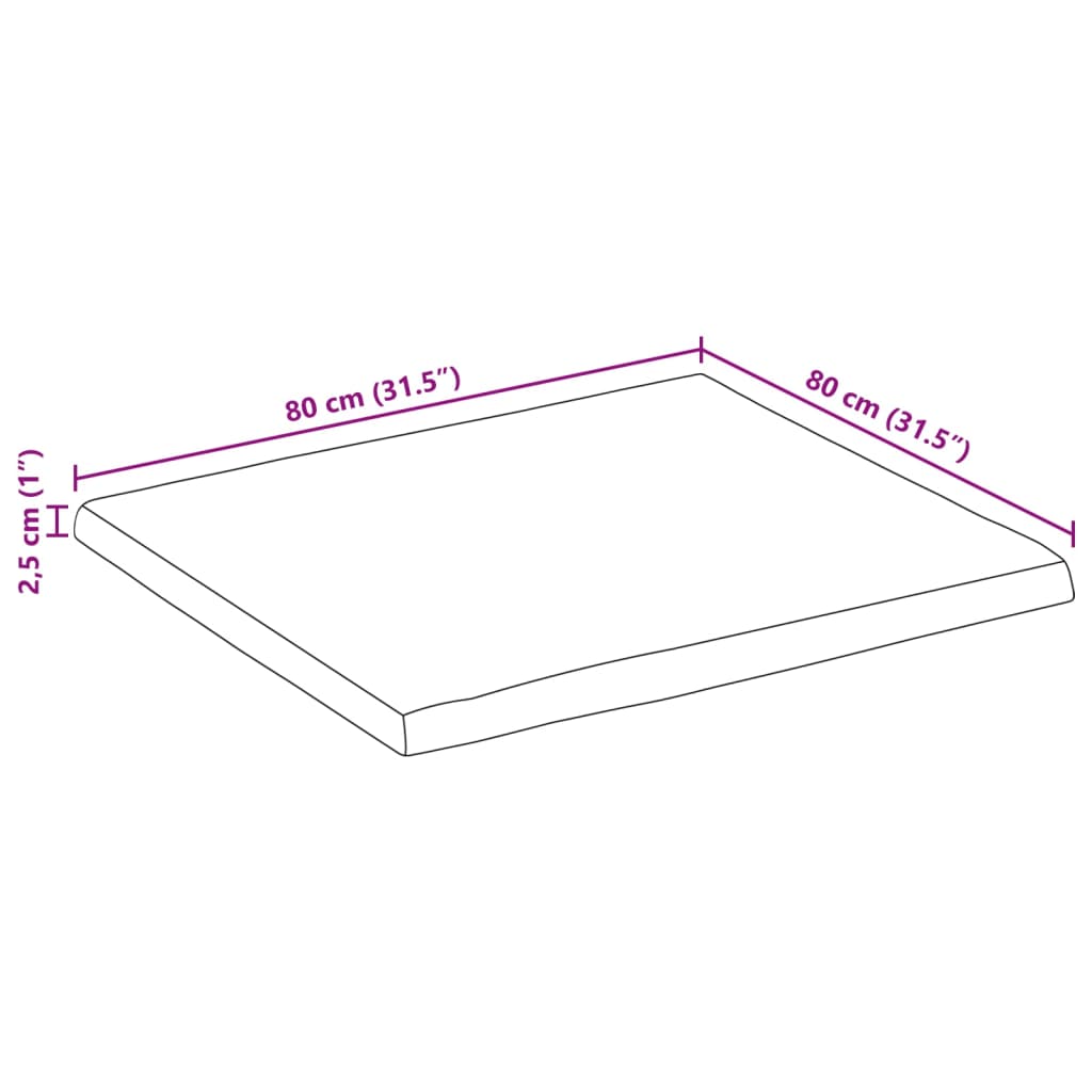 vidaXL bordplade 80x80x2,5 cm naturlig kant massivt mangotræ