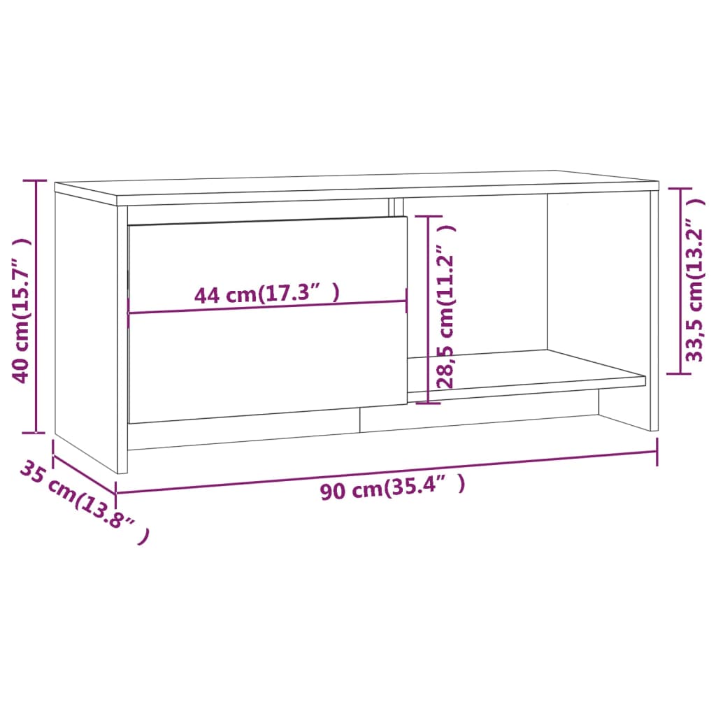 vidaXL tv-bord 90x35x40 cm konstrueret træ hvid