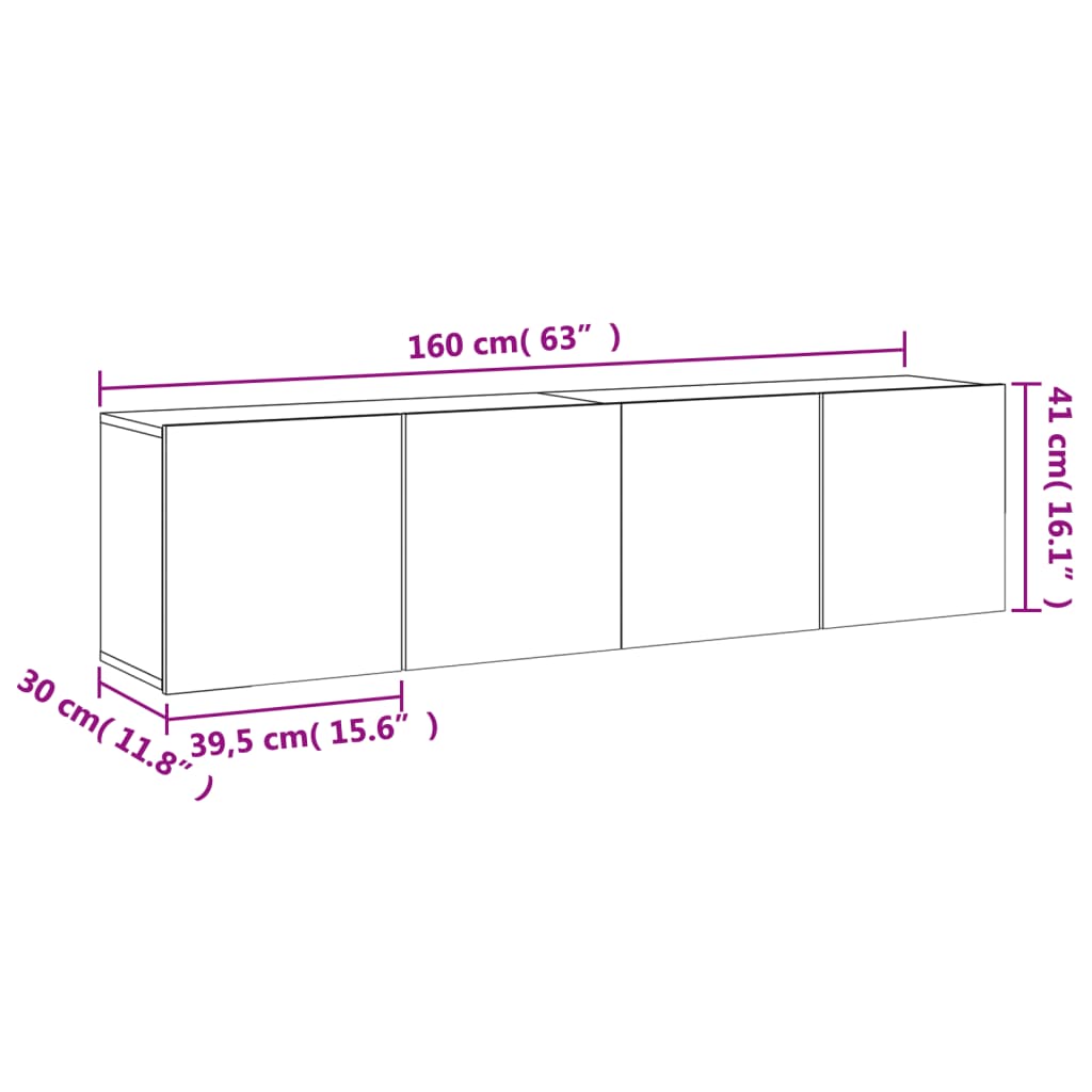 vidaXL væghængte tv-borde 2 stk. 80x30x41 cm betongrå