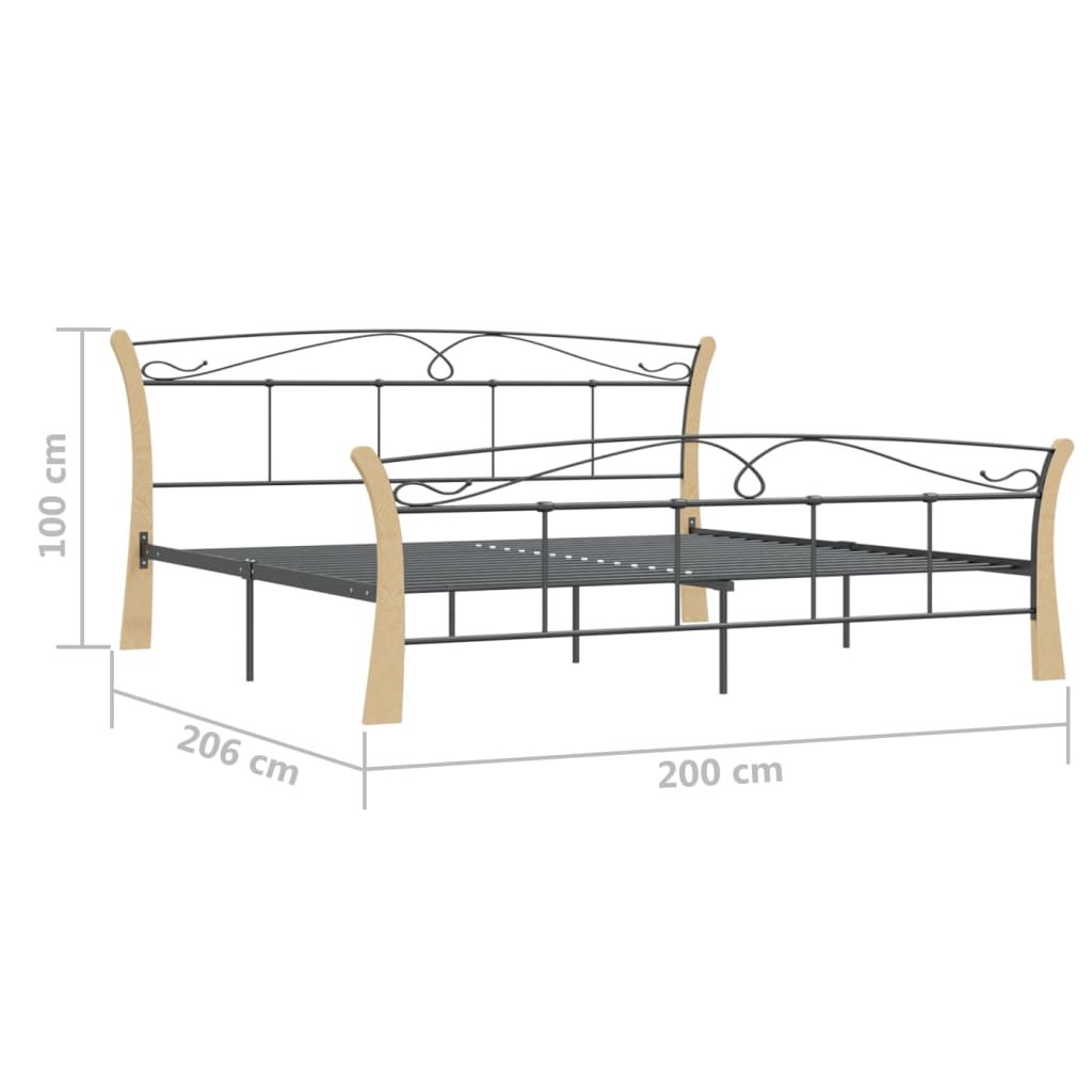 vidaXL sengestel 200x200 cm metal sort