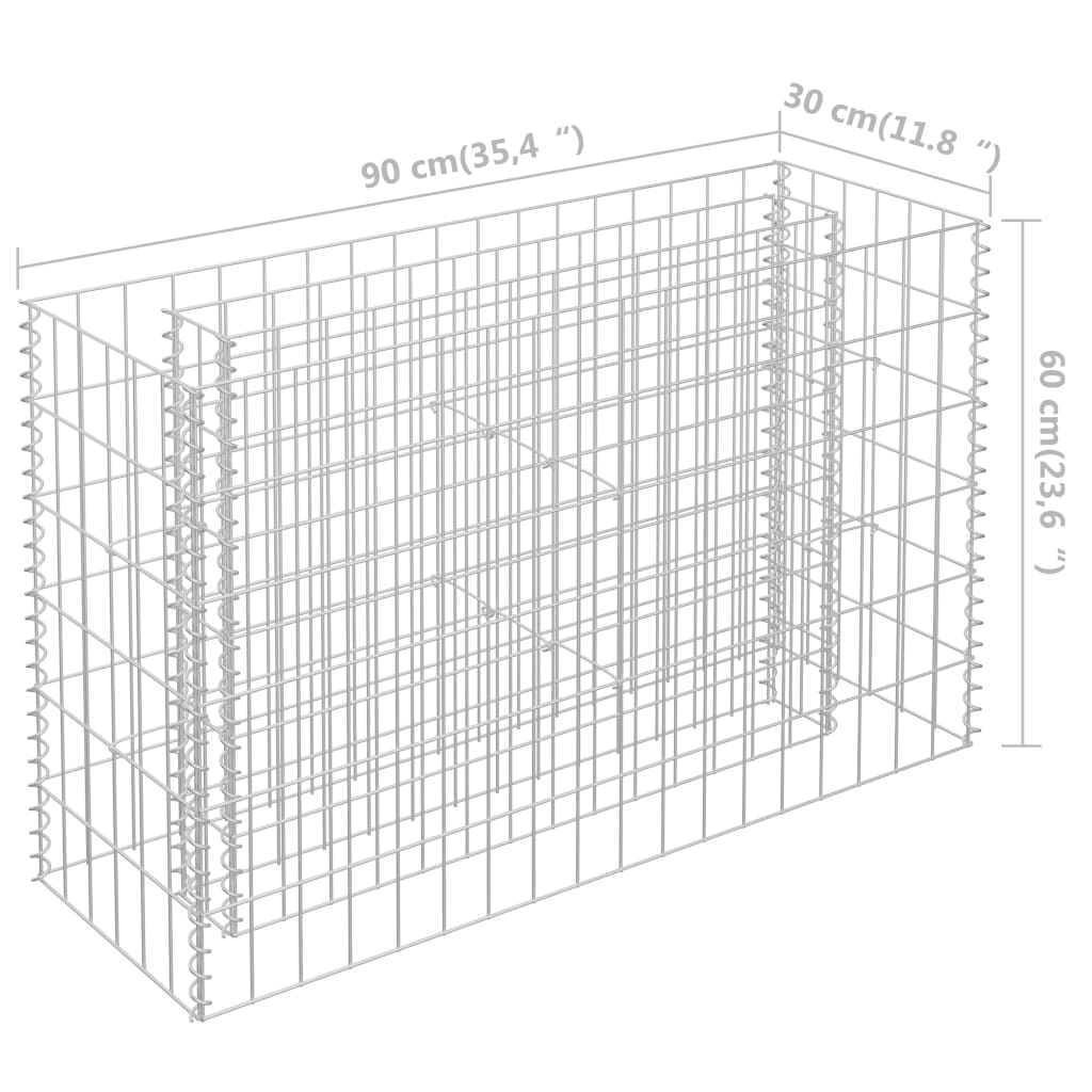 vidaXL gabion-højbed 90x30x60 cm galvaniseret stål