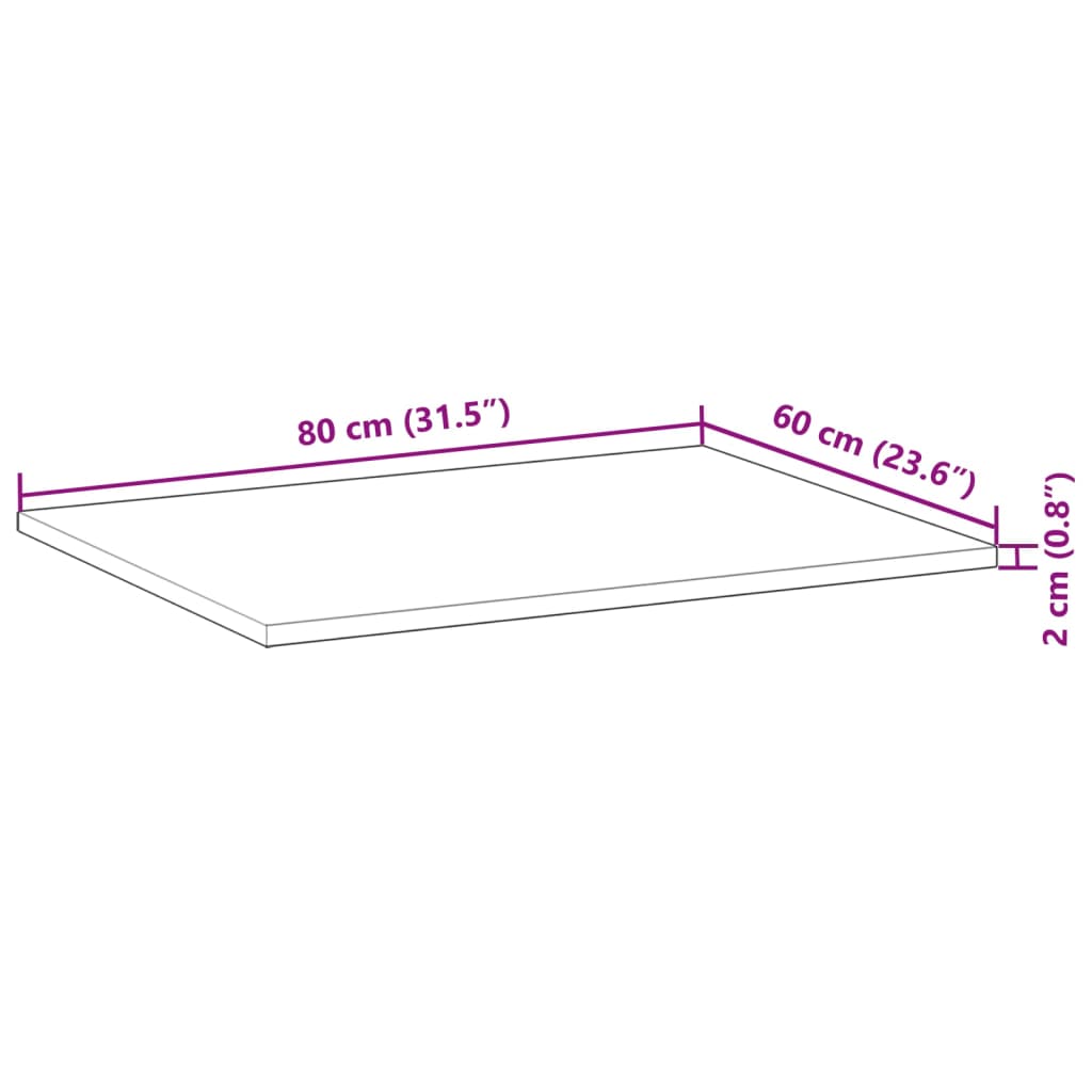 vidaXL bordplade til badeværelse 80x60x2 cm massivt akacietræ