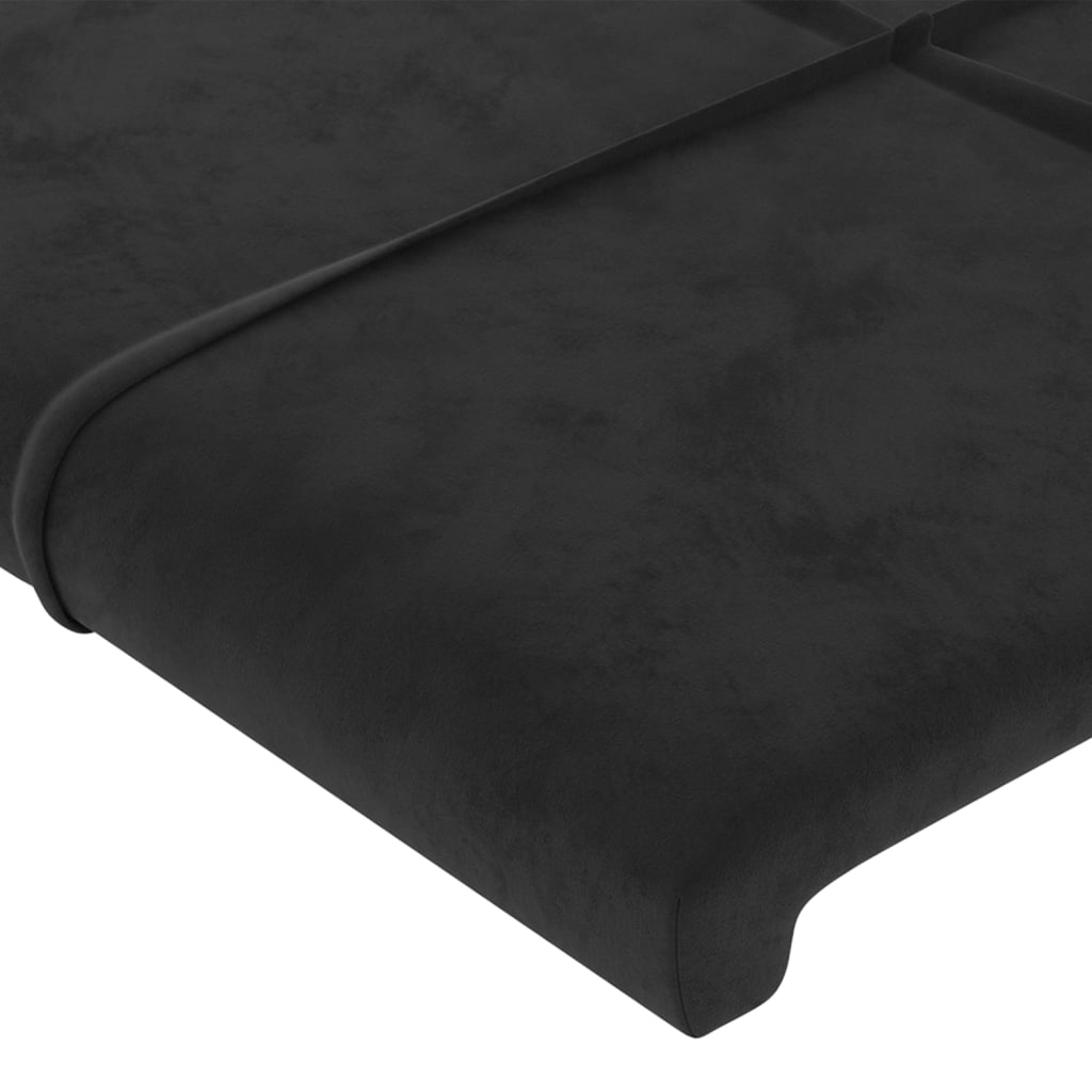 vidaXL sengegavl med LED-lys 200x5x78/88 cm velour sort