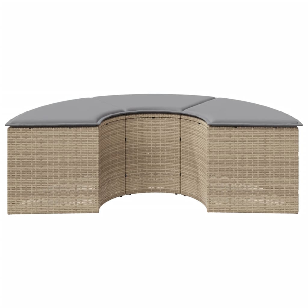 vidaXL haveskammel med hynde polyrattan beige