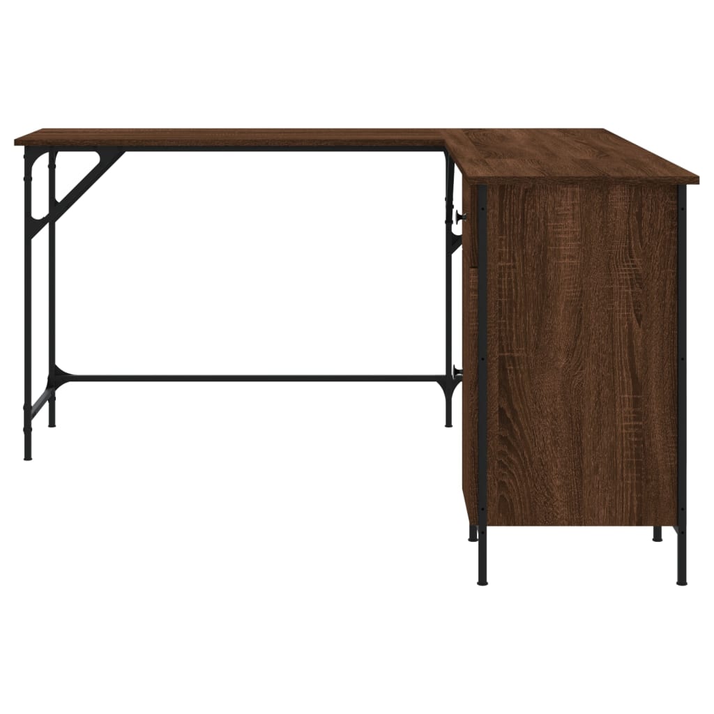 vidaXL skrivebord 141x141x75 cm konstrueret træ brun egetræsfarve