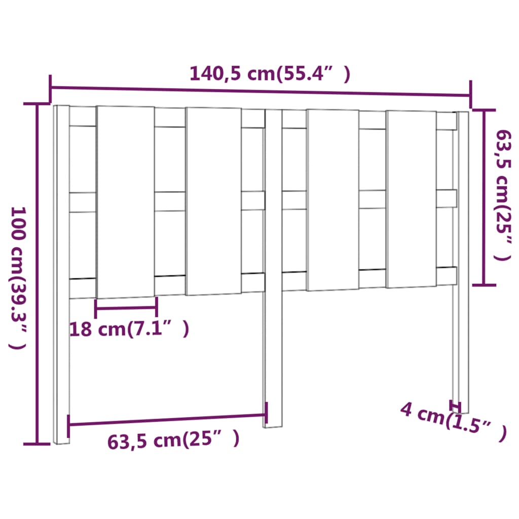 vidaXL sengegærde 140,5x4x100 cm massivt fyrretræ gyldenbrun