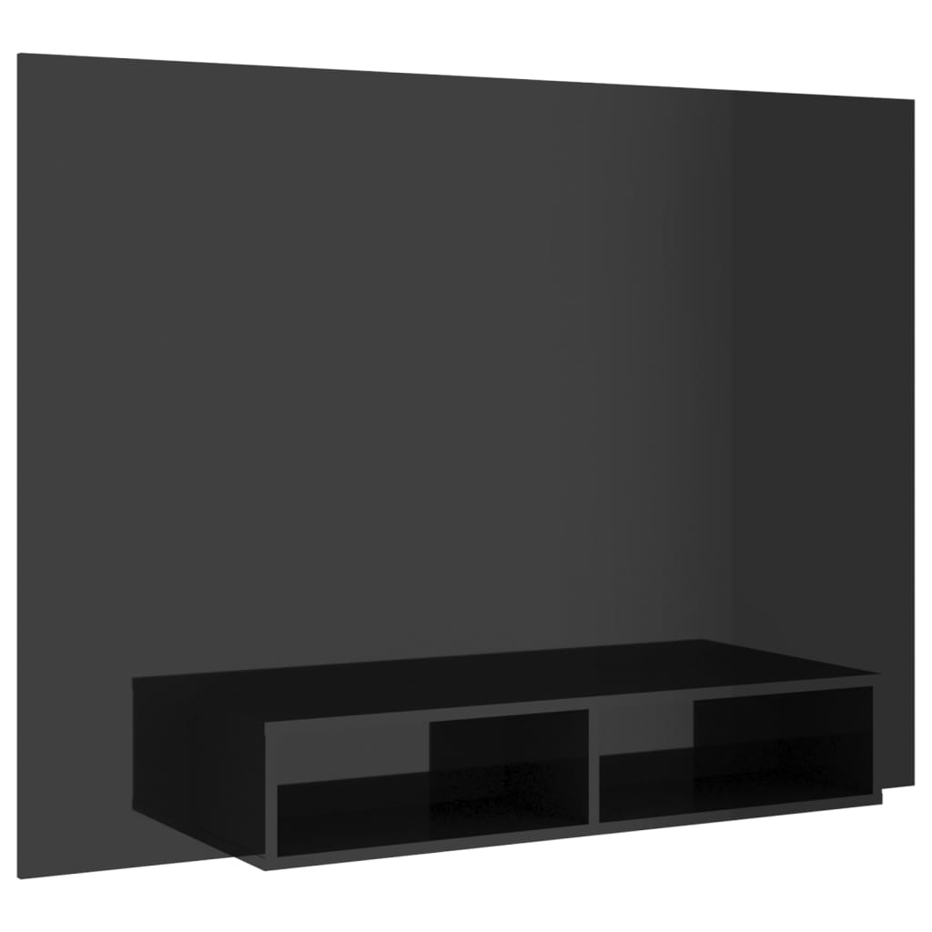vidaXL væghængt tv-skab 135x23,5x90 cm konstrueret træ sort højglans