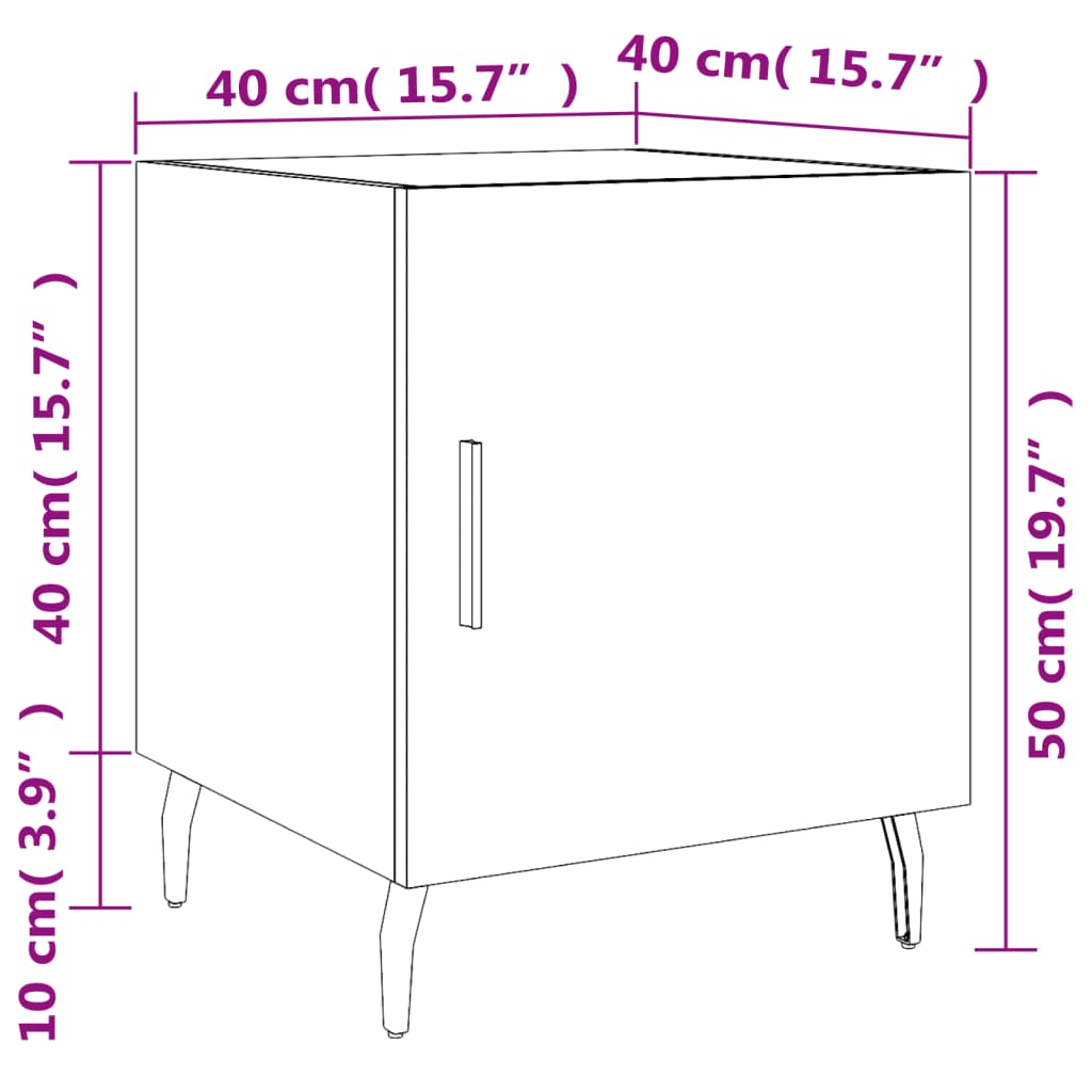 vidaXL sengebord 40x40x50 cm konstrueret træ sonoma-eg