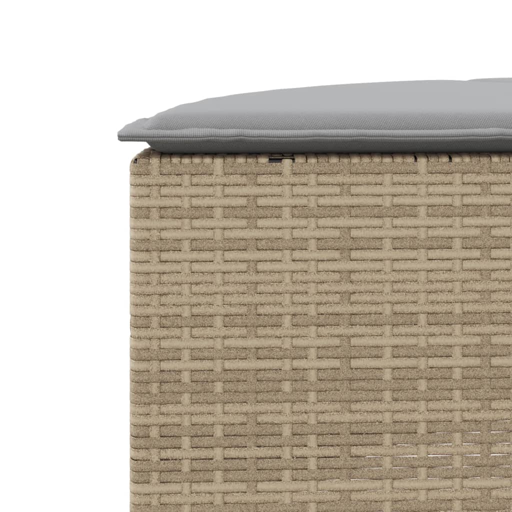 vidaXL haveskammel med hynde polyrattan beige