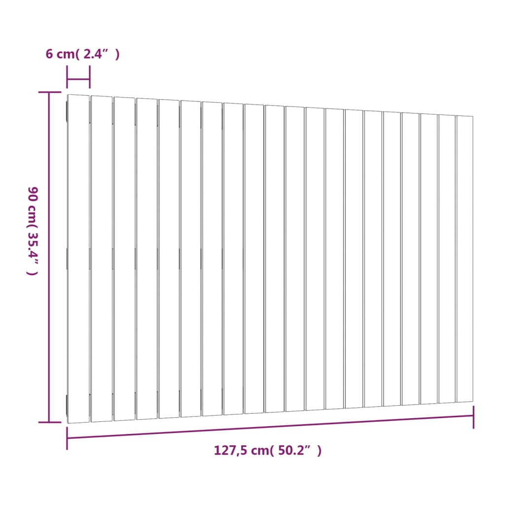 vidaXL sengegavl 127,5x3x90 cm massivt fyrretræ sort