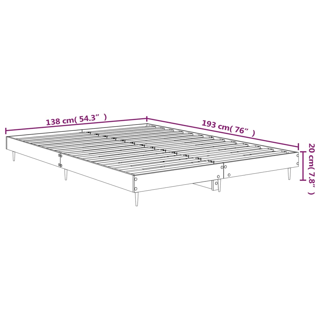 vidaXL sengestel 135x190 cm konstrueret træ brun eg