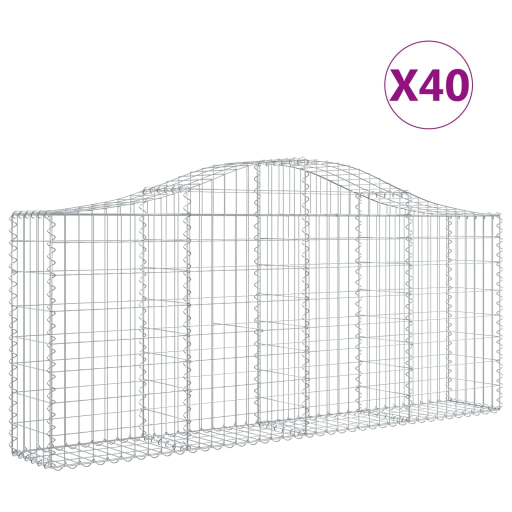 vidaXL buede gabionkurve 40 stk. 200x30x80/100 cm galvaniseret jern