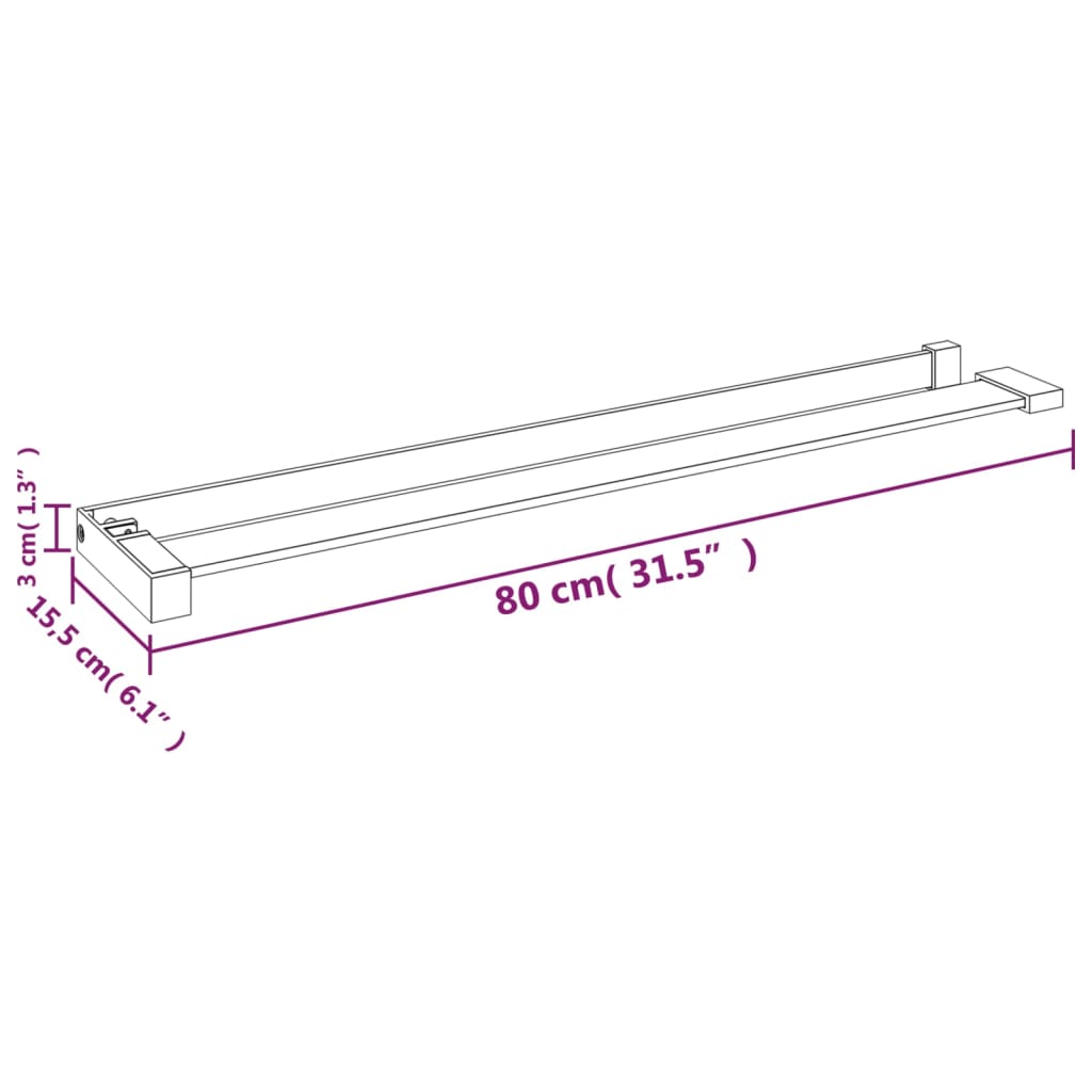 vidaXL brusehylde til brusevæg 80 cm aluminium hvid