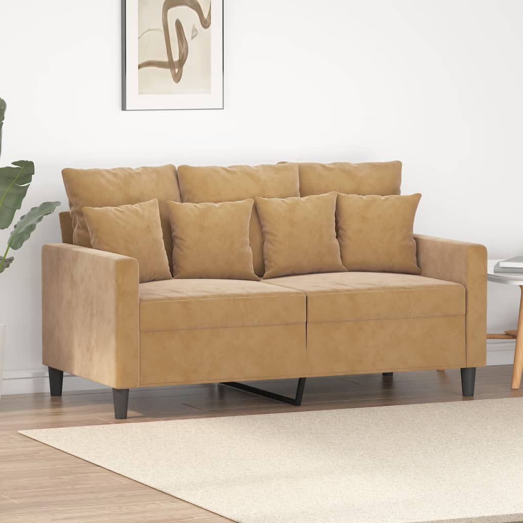 vidaXL 2-personers sofa 120 cm fløjl brun