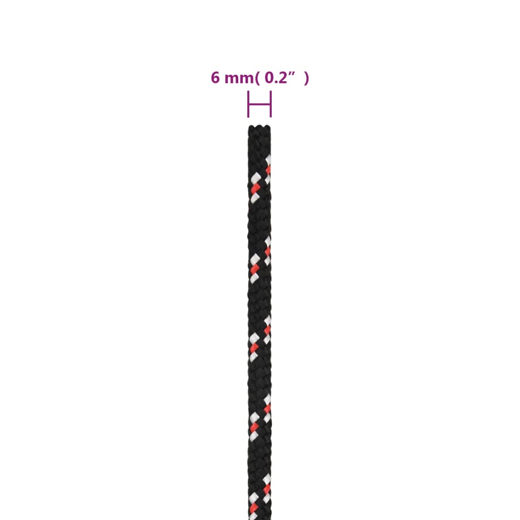 vidaXL tovværk til båd 6 mm 50 m polypropylen sort