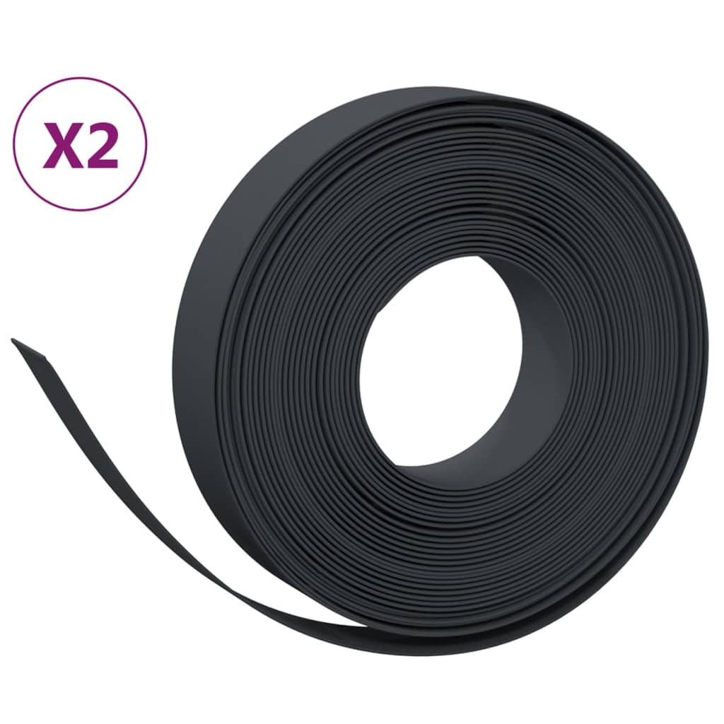 vidaXL græskanter 2 stk. 10 m 10 cm polyethylen sort