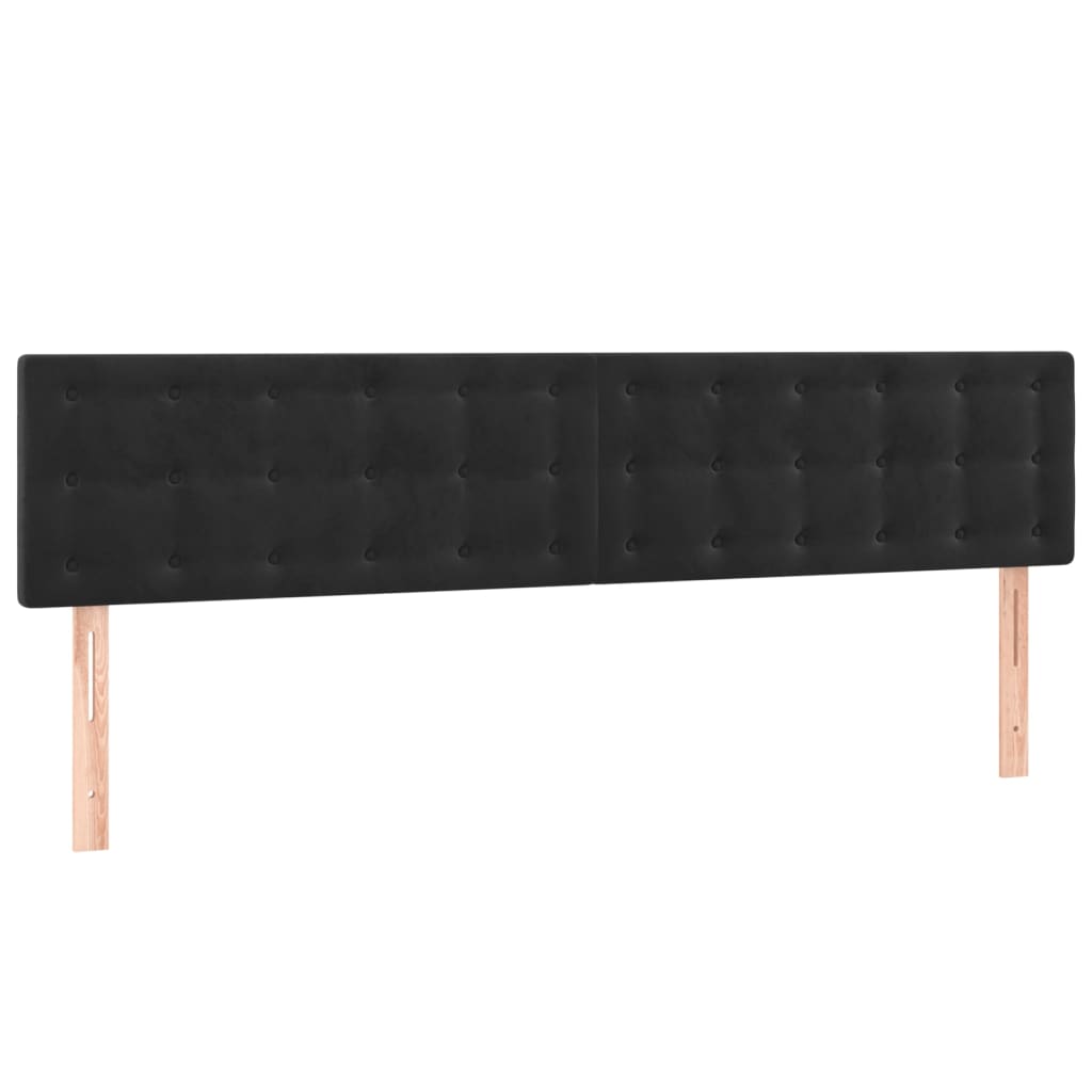 vidaXL sengegavl med LED-lys 180x5x78/88 cm velour sort