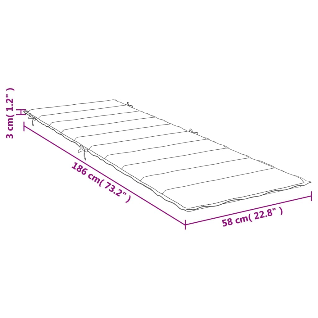 vidaXL hynde til liggestol 186x58x3 cm stof meleret antracitgrå