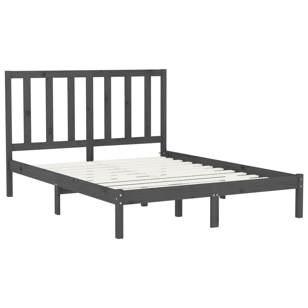 vidaXL sengeramme 150x200 cm King Size massivt fyrretræ grå