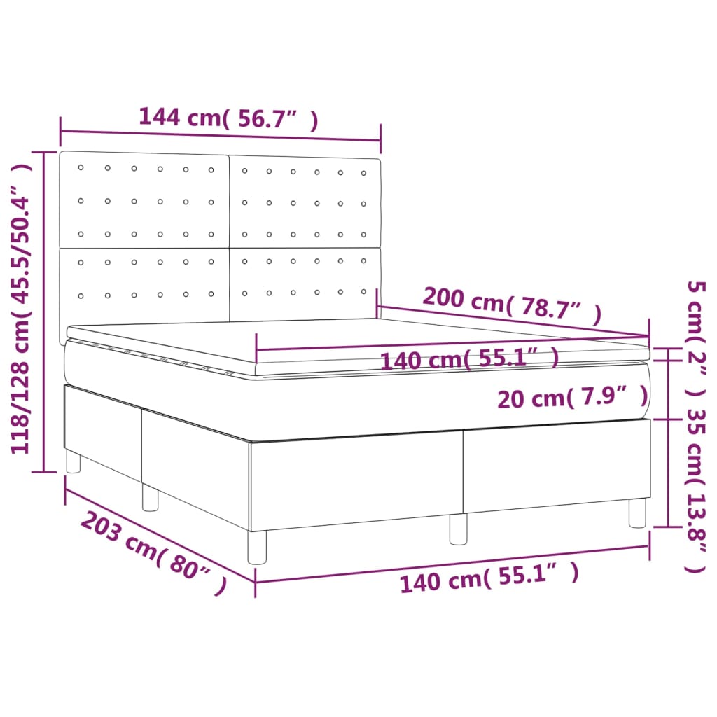 vidaXL kontinentalseng med madras 140x200 cm kunstlæder hvid