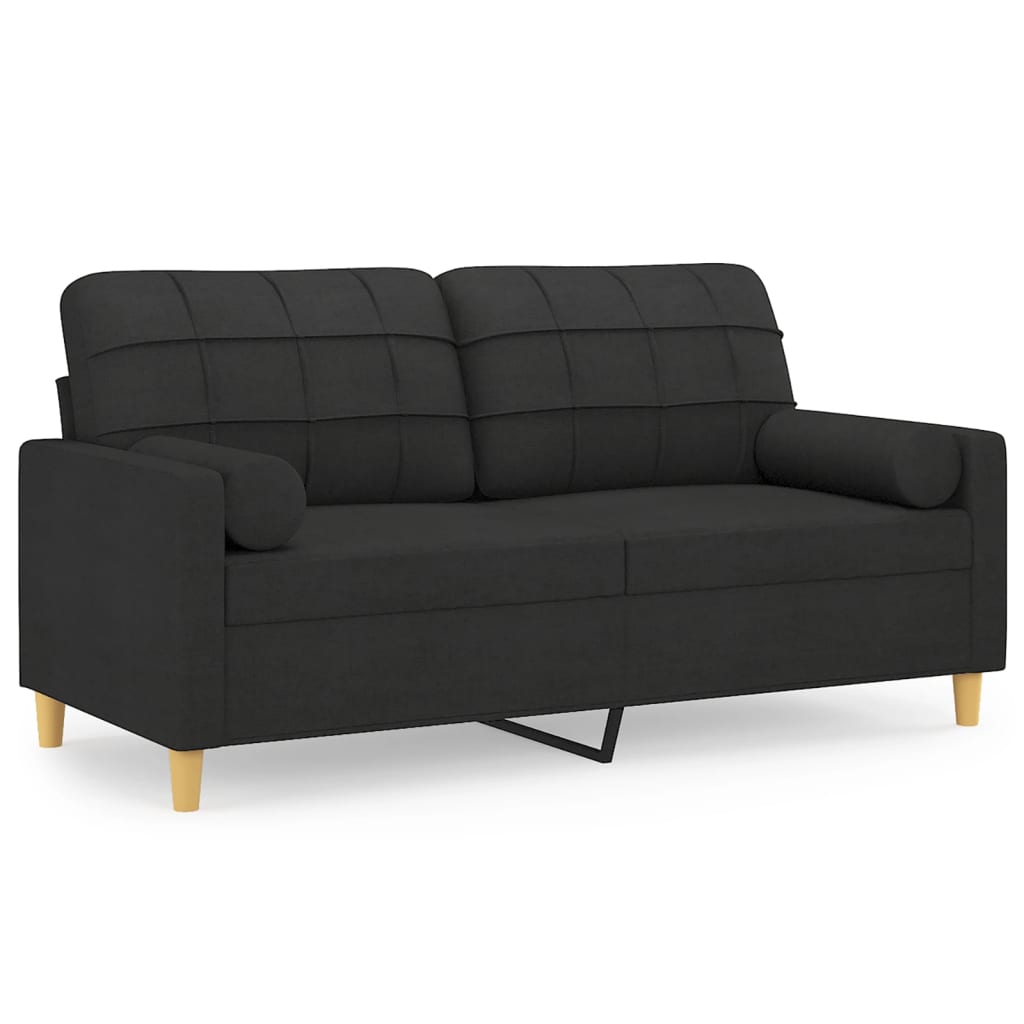 vidaXL 2-personers sofa med pyntepuder 140 cm stof sort