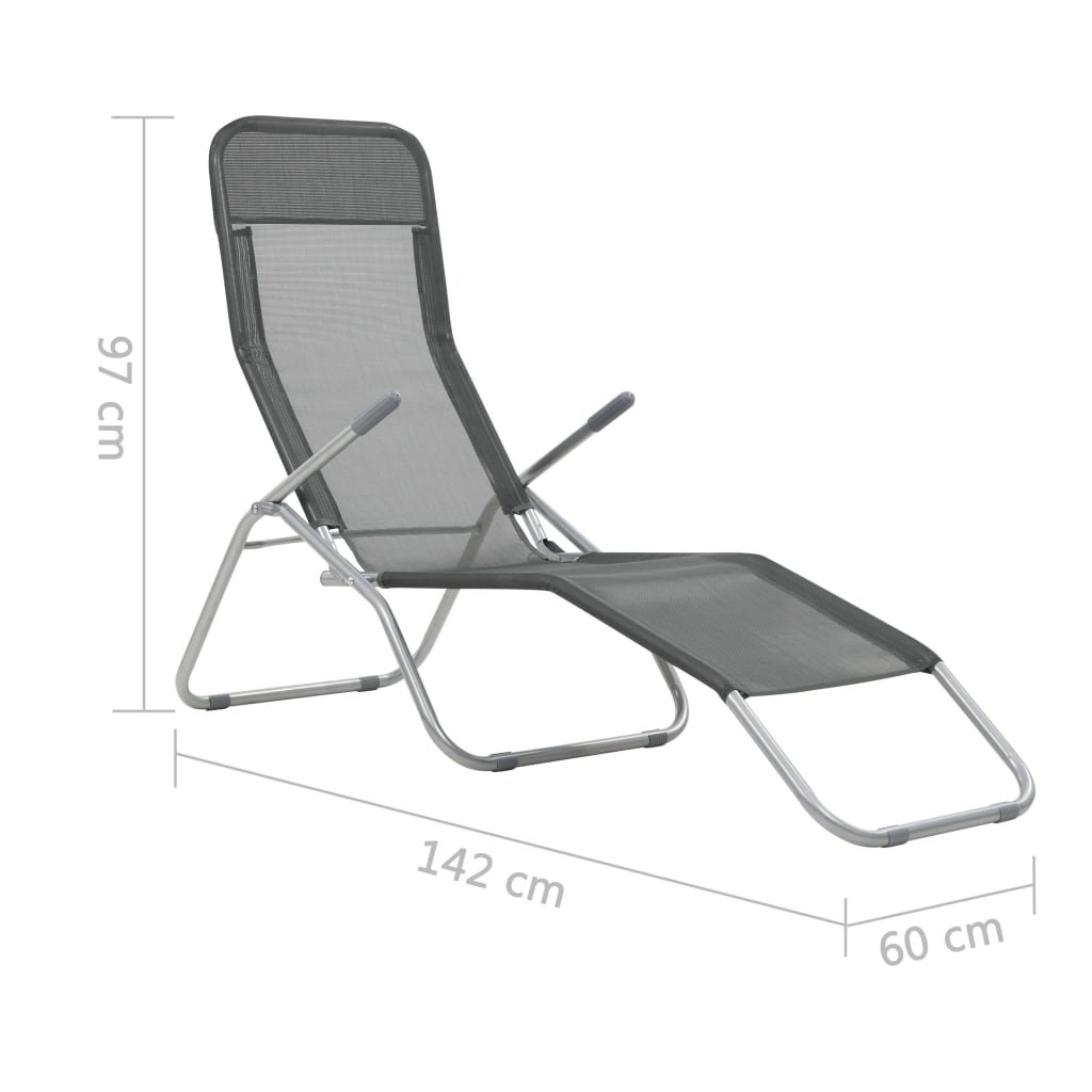 vidaXL foldbare liggestole 2 stk. textilene antracitgrå