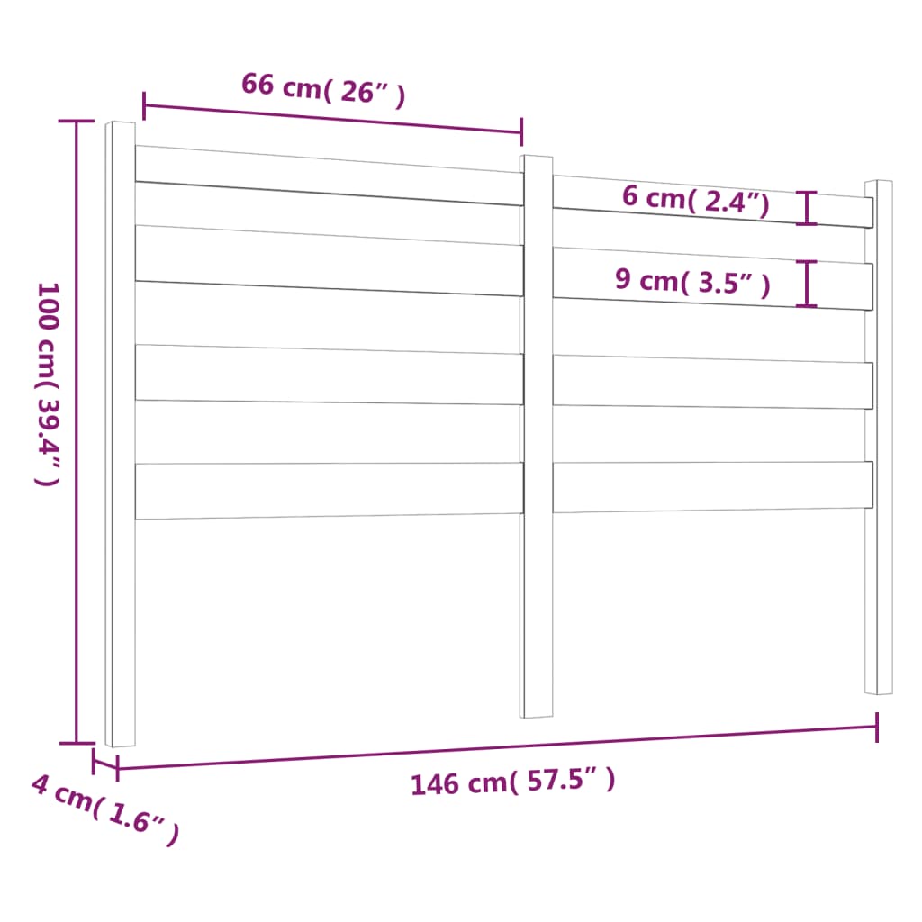 vidaXL sengegavl 146x4x100 cm massivt fyrretræ