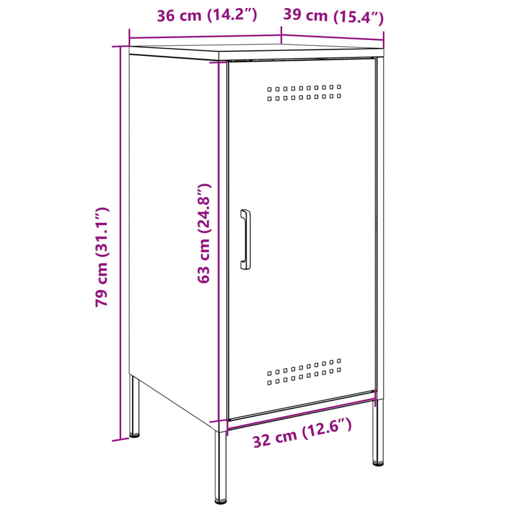 vidaXL skab 36x39x79 cm koldvalset stål hvid