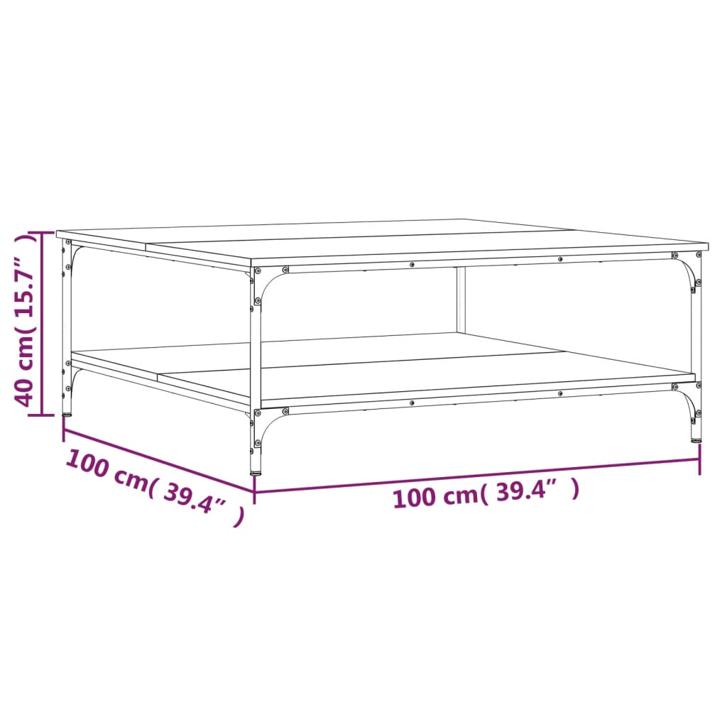 vidaXL sofabord 100x100x40 cm konstrueret træ sort