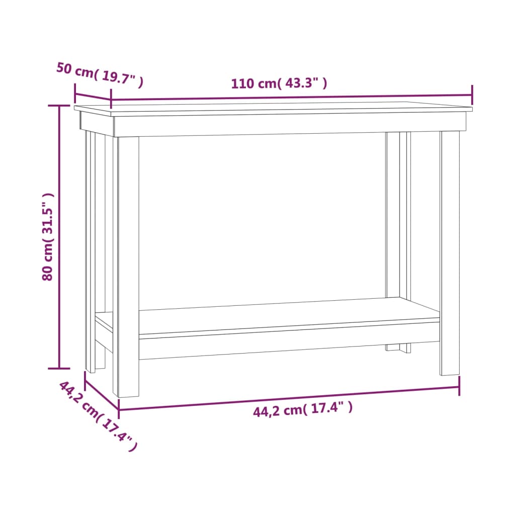 vidaXL arbejdsbord 110x50x80 cm massivt fyrretræ gyldenbrun