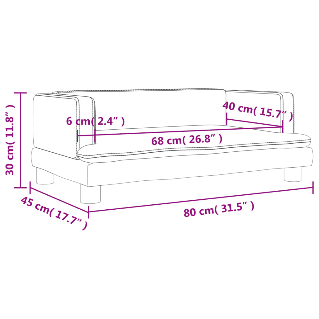 vidaXL sofa til børn 80x45x30 cm kunstlæder cappuccinofarvet