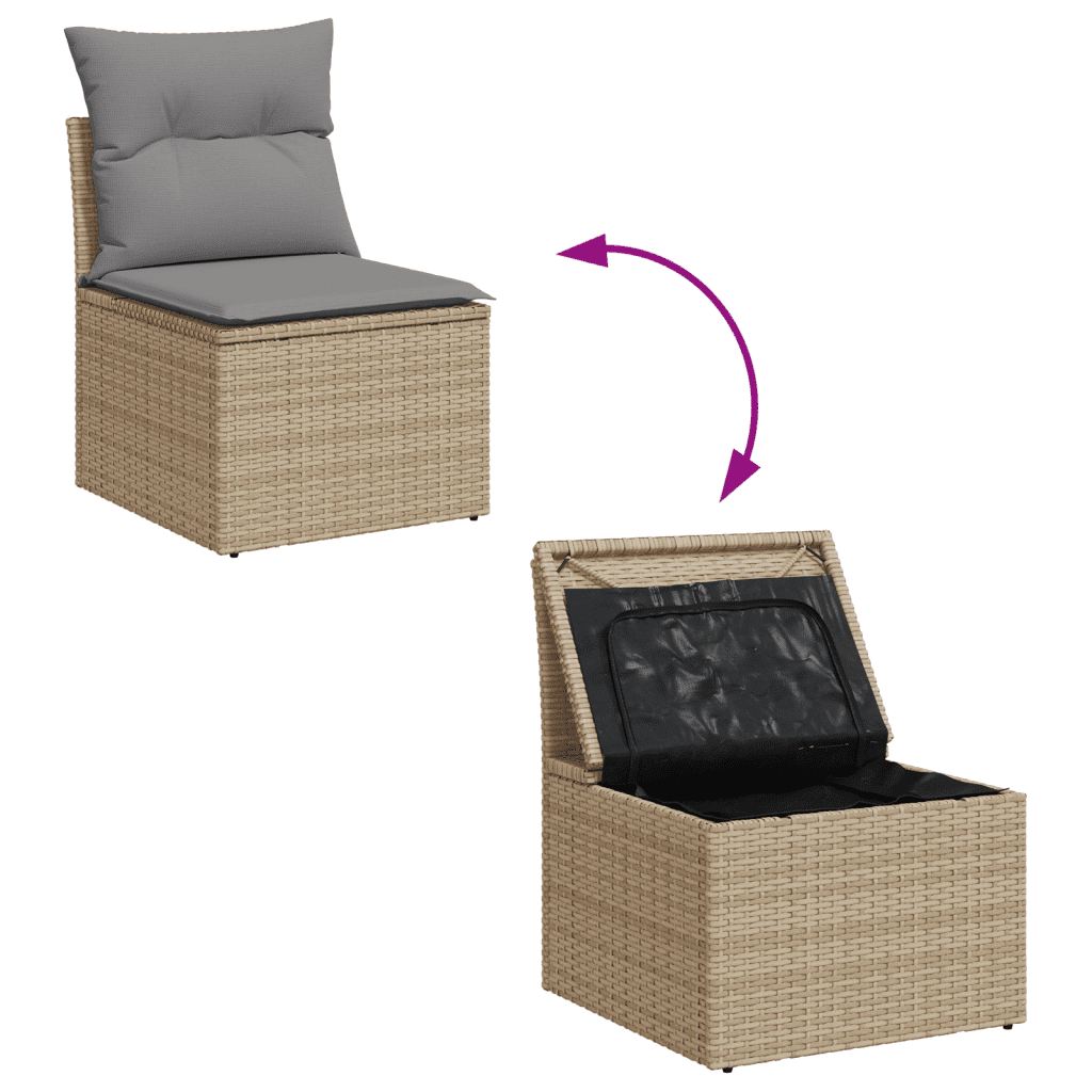 vidaXL sofasæt til haven 5 dele med hynder polyrattan beige