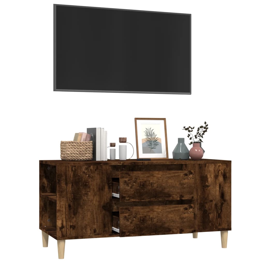 vidaXL tv-bord 102x44,5x50 cm konstrueret træ røget egetræ