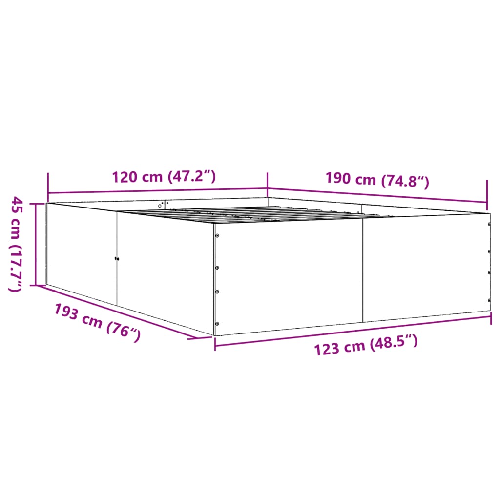 vidaXL sengestel 120x190 cm konstrueret træ sort