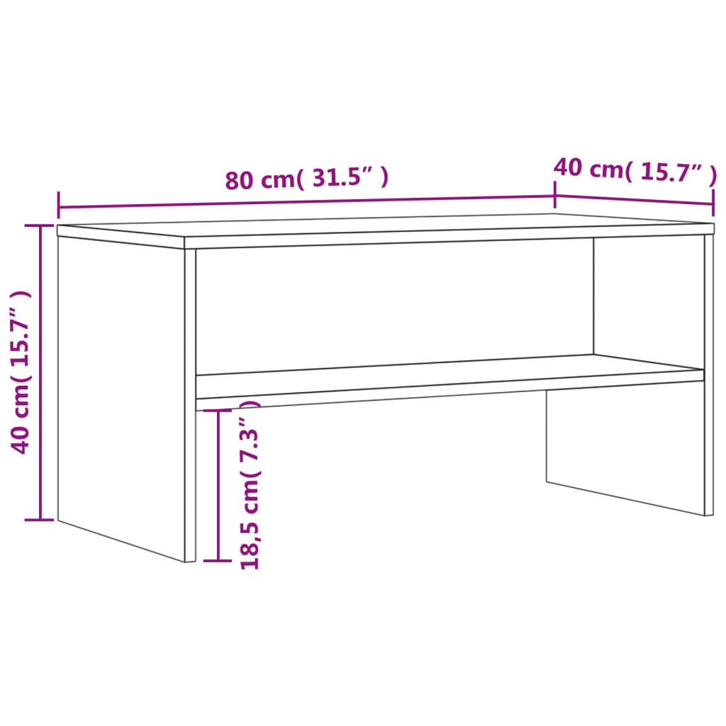 vidaXL tv-bord 80x40x40 cm konstrueret træ røget egetræsfarve