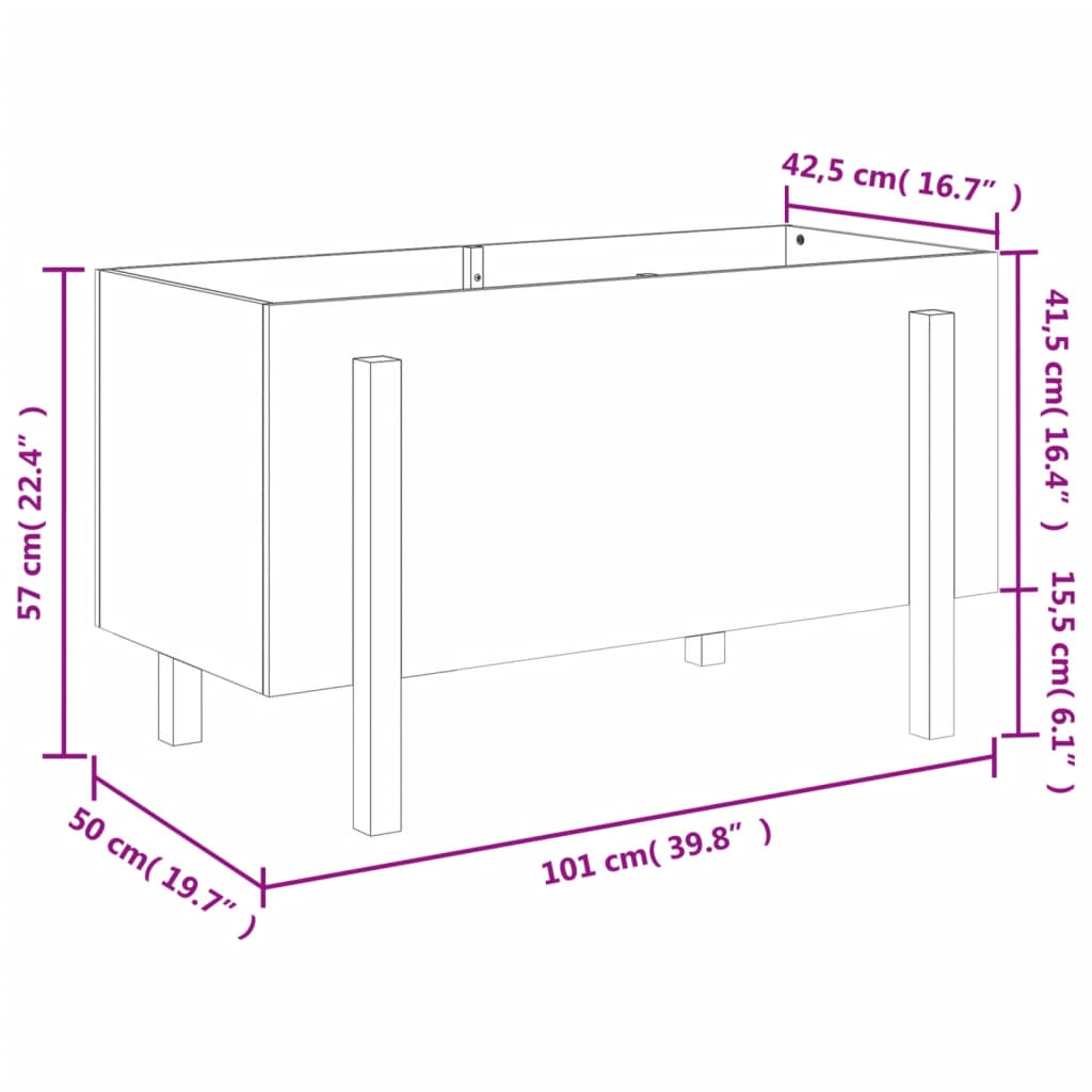 vidaXL højbed 101x50x57 cm massivt fyrretræ hvid