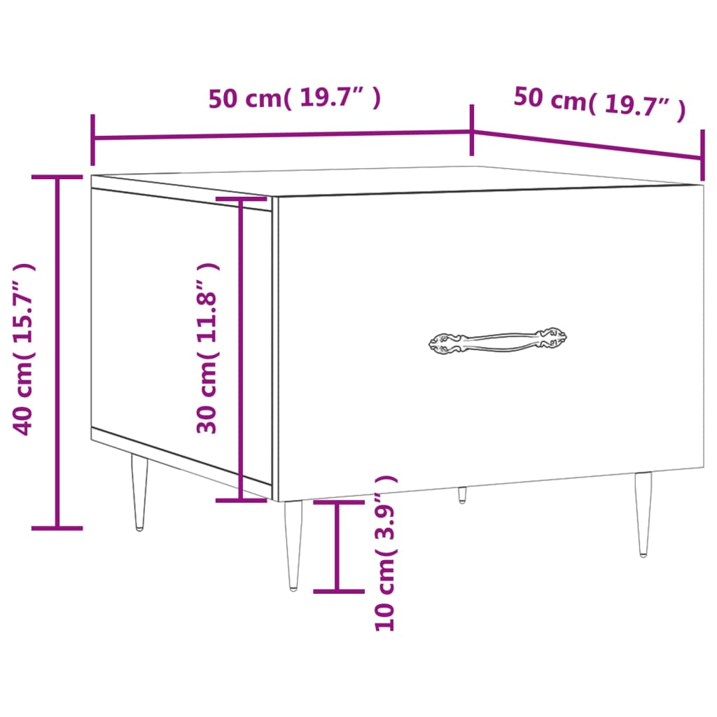 vidaXL sofabord 50x50x40 cm konstrueret træ grå sonoma-eg