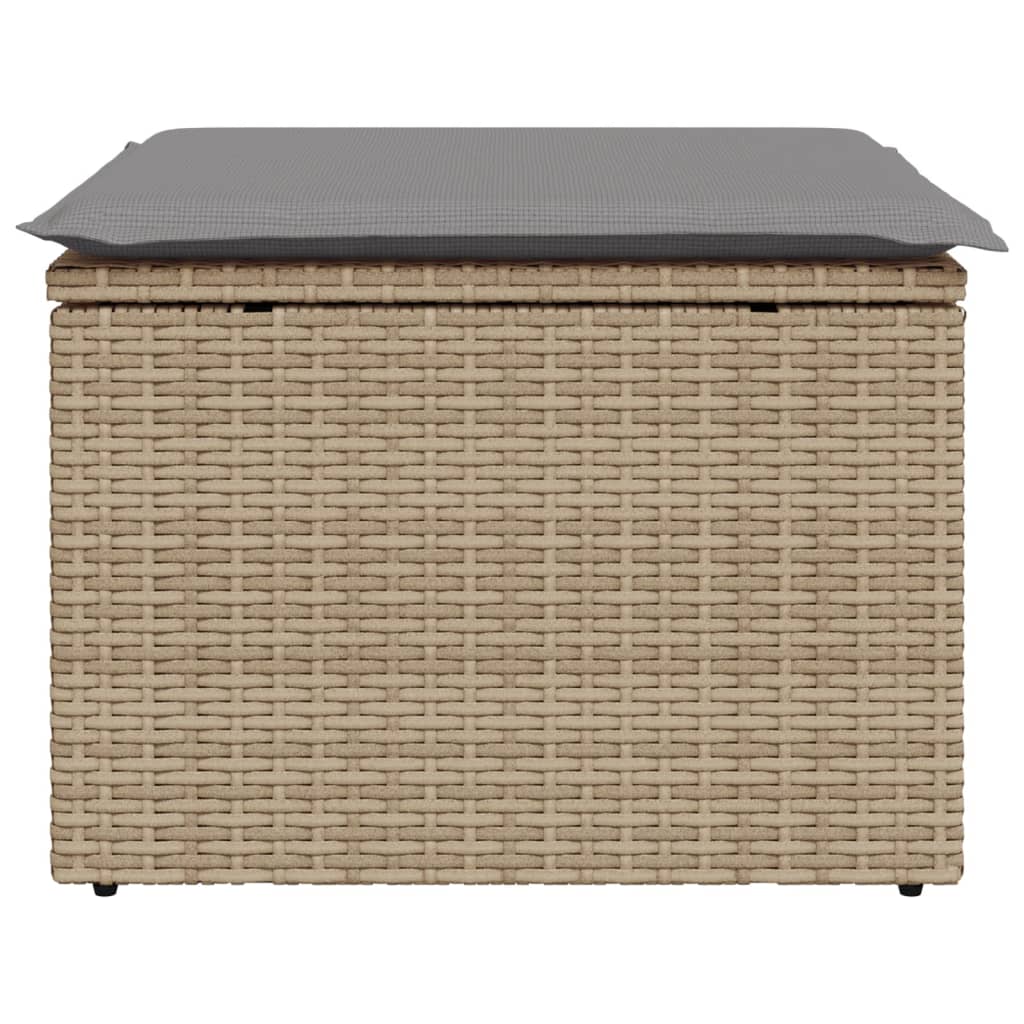 vidaXL haveskammel med hynde 55x55x37 cm polyrattan beige