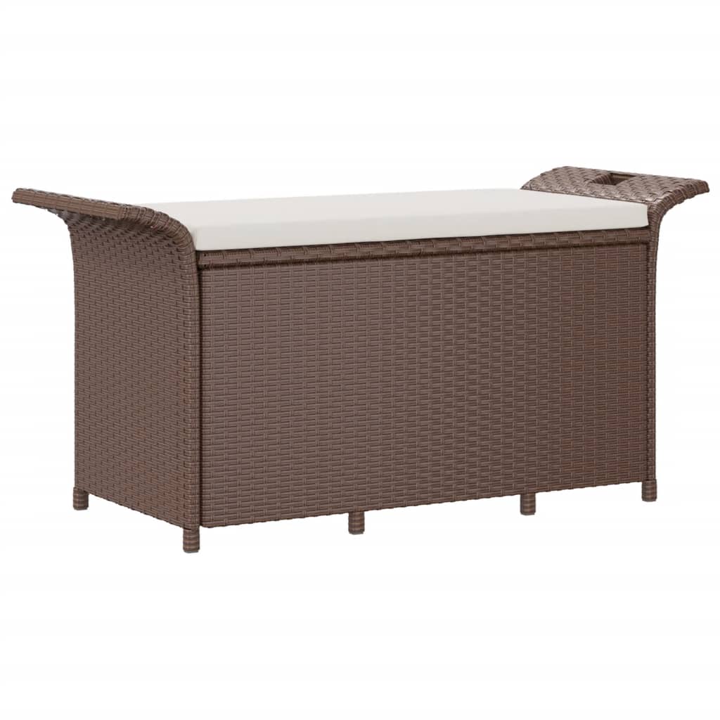 vidaXL havebænk med hynde 116x46x57 cm polyrattan brun