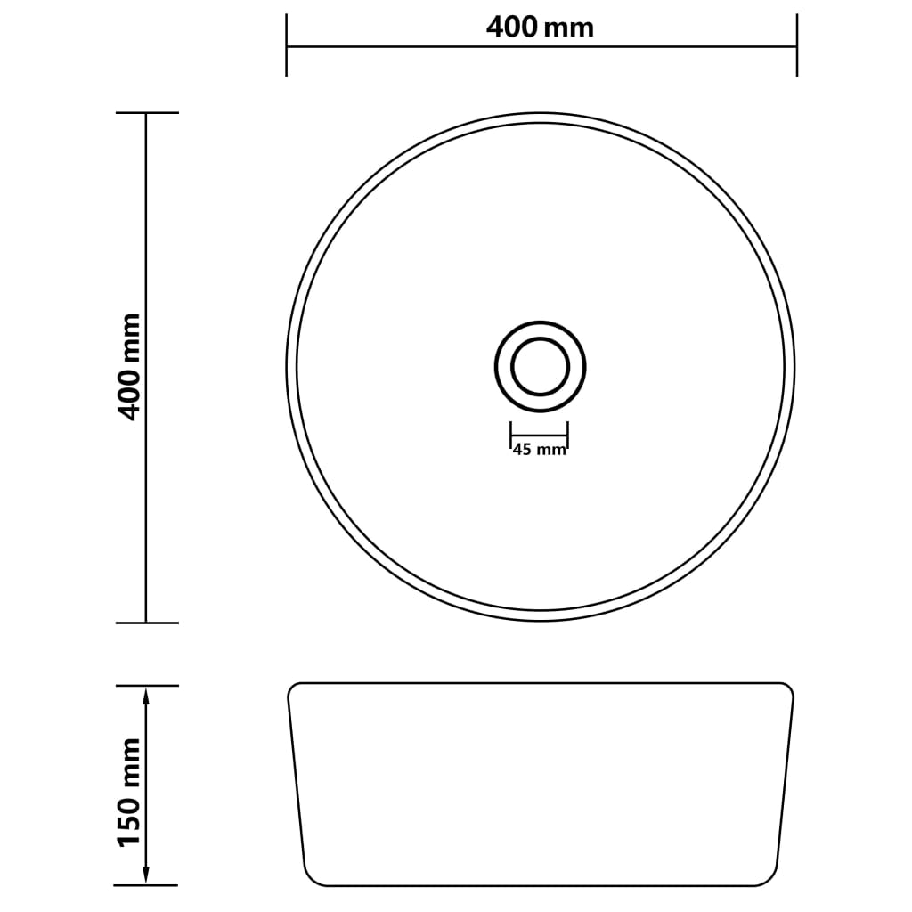 vidaXL luksuriøs håndvask 40x15 cm rund keramik mat lyseblå