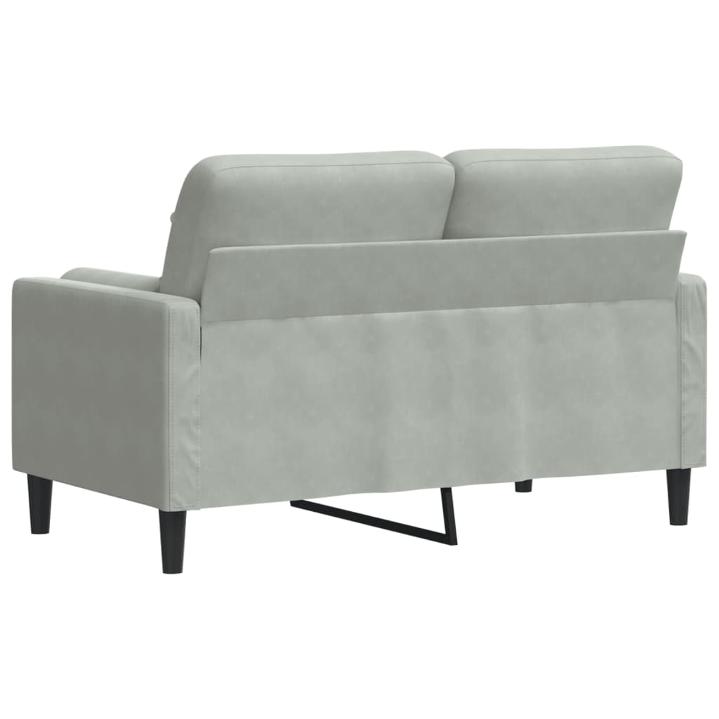 vidaXL 2-personers sofa med pyntepuder 120 cm velour lysegrå