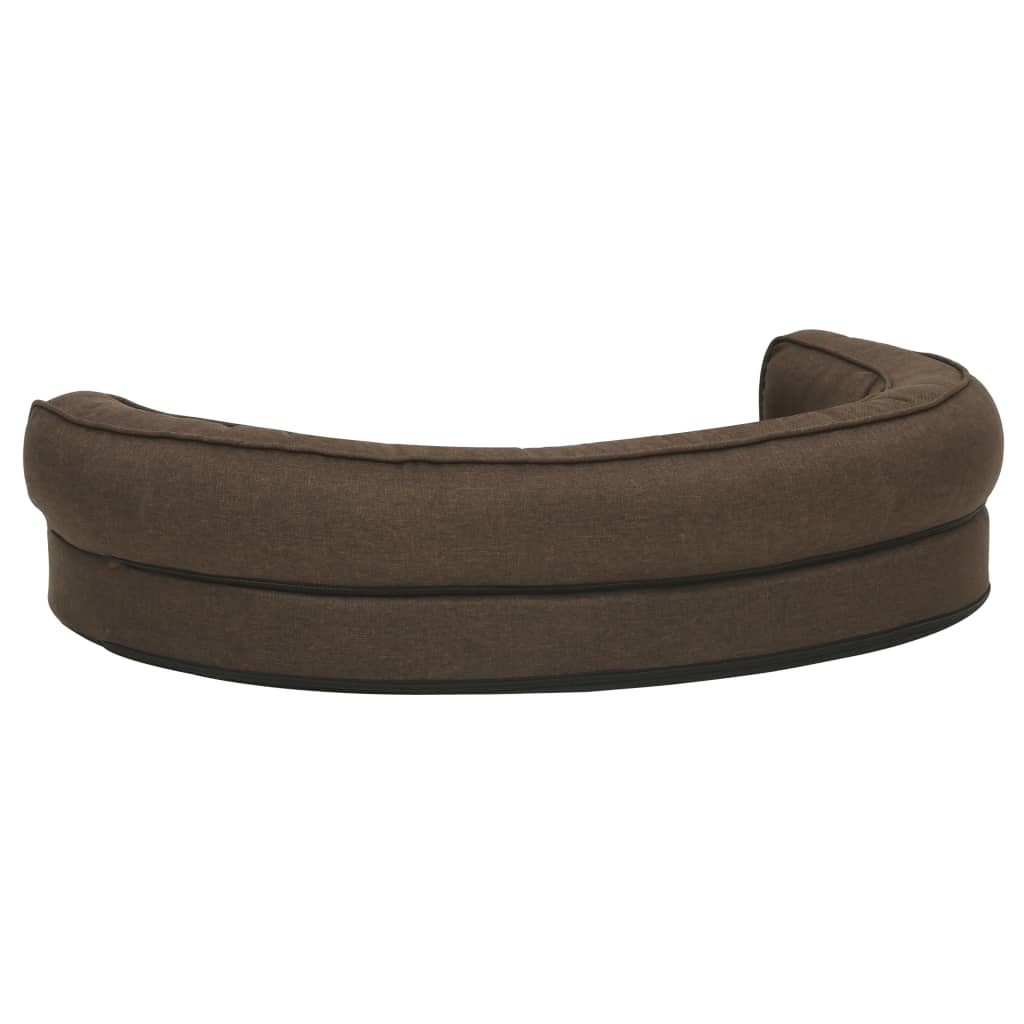 vidaXL ergonomisk hundeseng 75x53 cm hør-look fleece brun